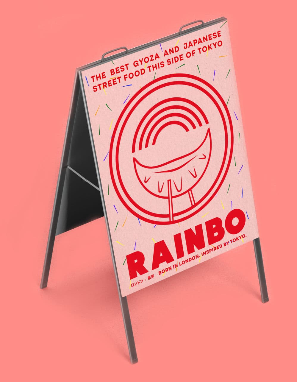 A-Frame with Rainbo logo